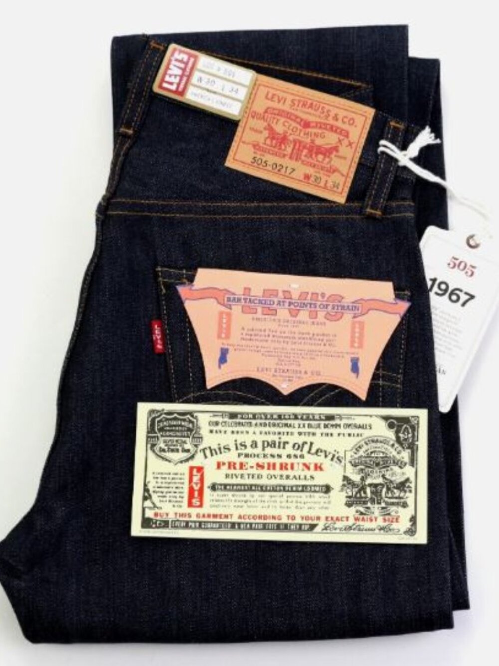 Levi's Vintage Clothing W30 L34 505 1967 Selvedge Denim Jeans LVC Made in Japan